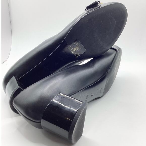Louis Vuitton Uniform Black Patent & Leather Low Heel Buckle Pump 38 8 - Picture 4 of 9